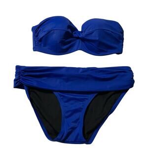 Victoria's Secret Royal Blue Swimwear bikini strapless 36D L padded resort